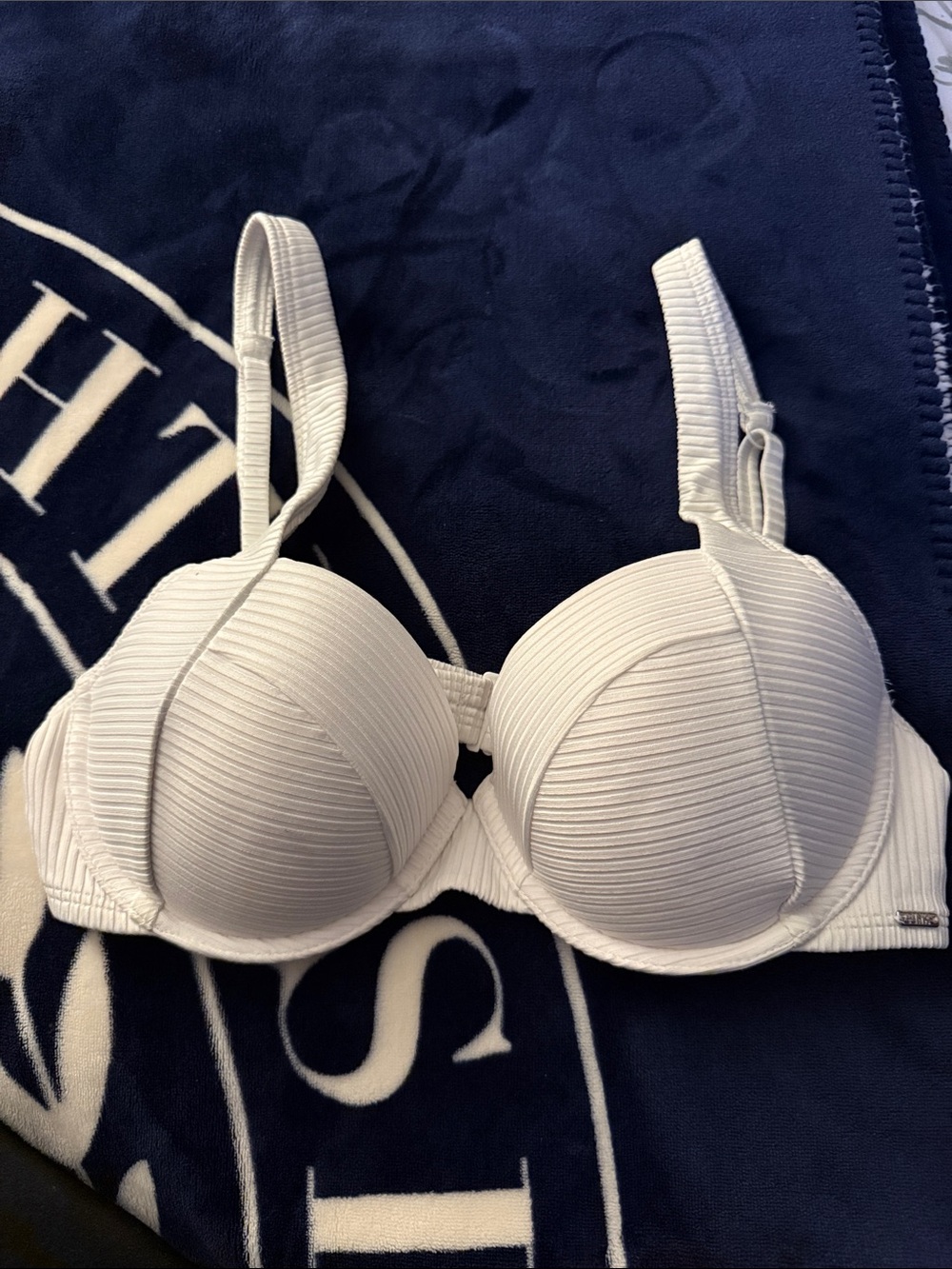 White Women's Ribbed Push-Up bathing suit Bra - Classic Support
